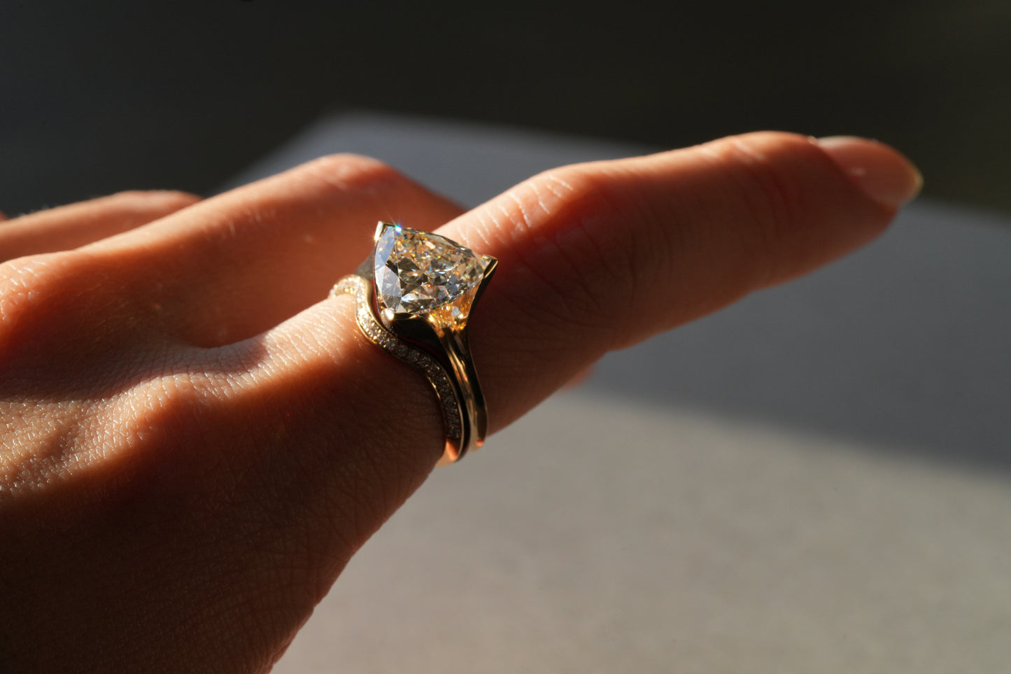 Knife Edge Zen Wedding Band with Pavé (Ready to Ship)