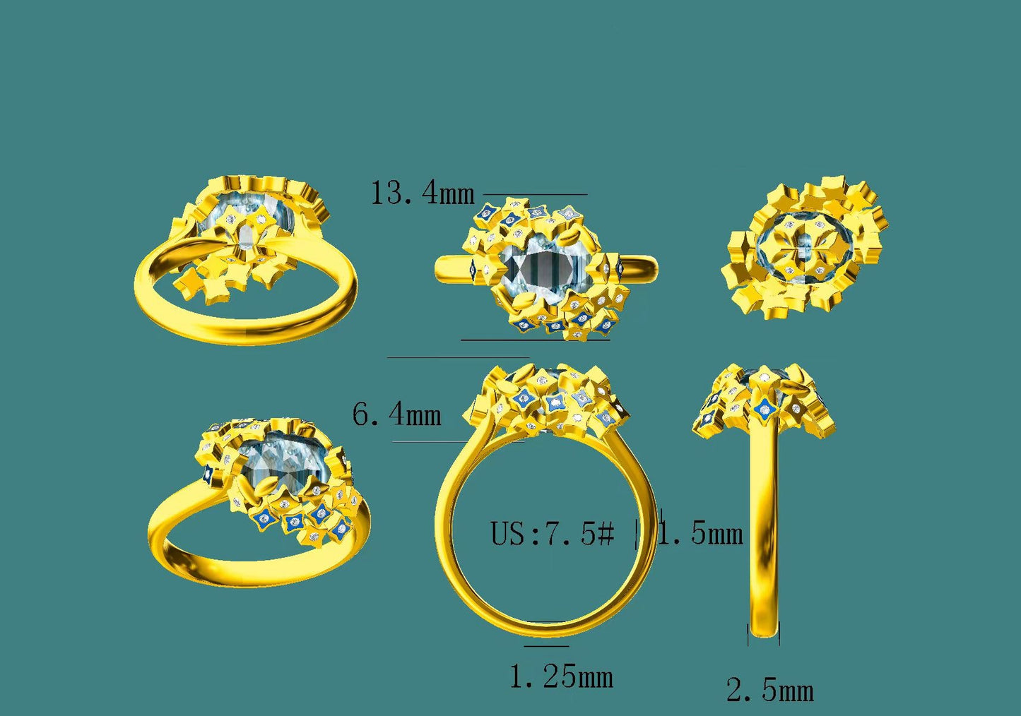 2 Triangle Cut Diamond 0.7-0.71ct H VS/VVS and 3 CAD Design Fee