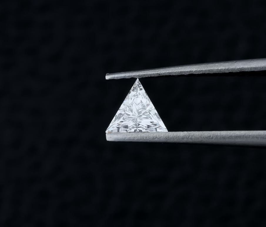 Lab Grown Asscher Cut Diamond 2.57ct E VVS2 and 2 Lab Grown Triangular Cut Diamond 0.41ct E VS1