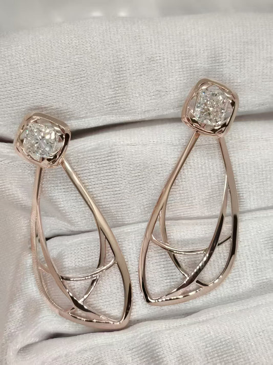 Trang's Custom Earring Design with 2 Square Radiant Diamonds Pt.2