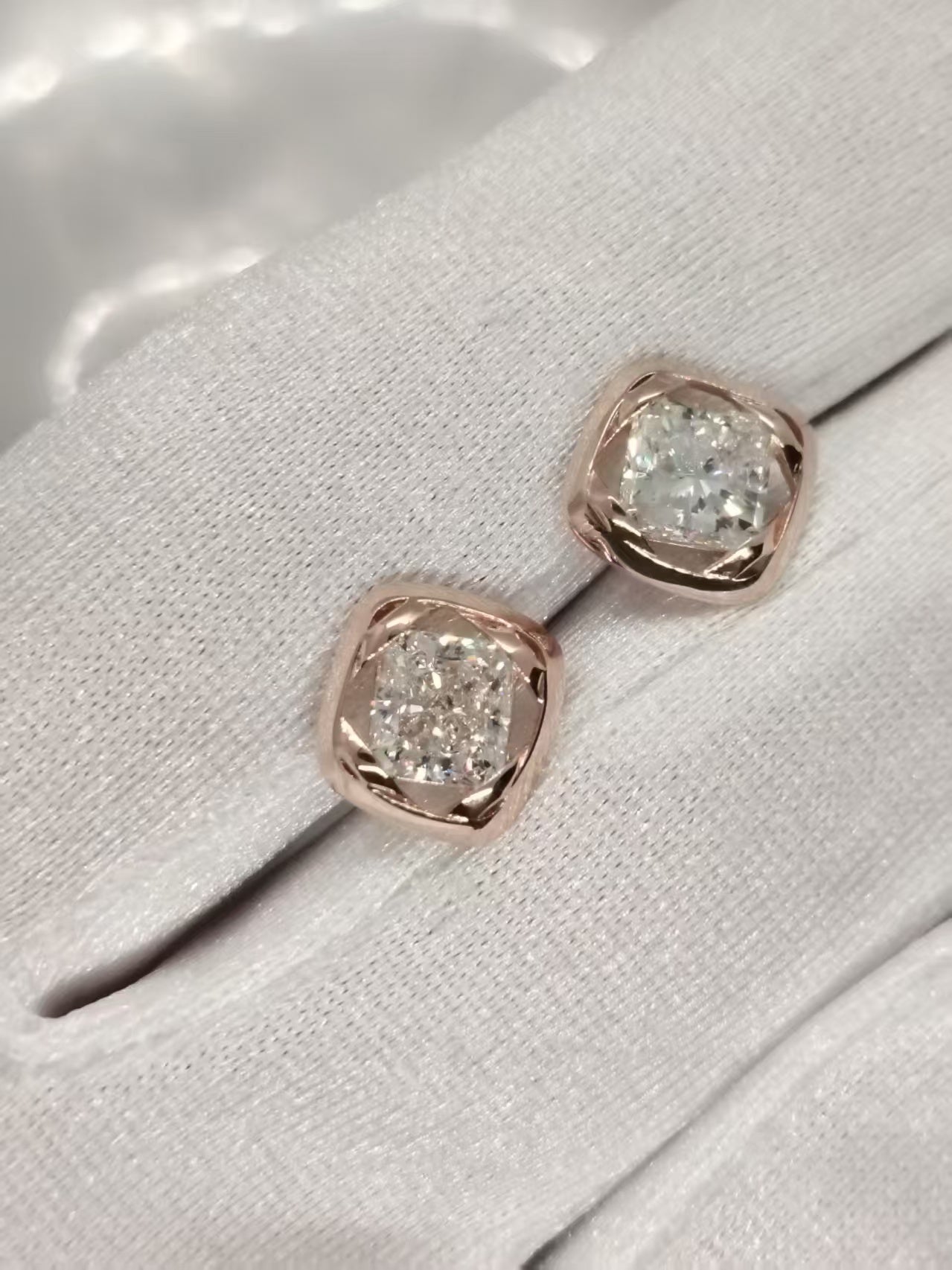 Trang's Custom Earring Design with 2 Square Radiant Diamonds Pt.2