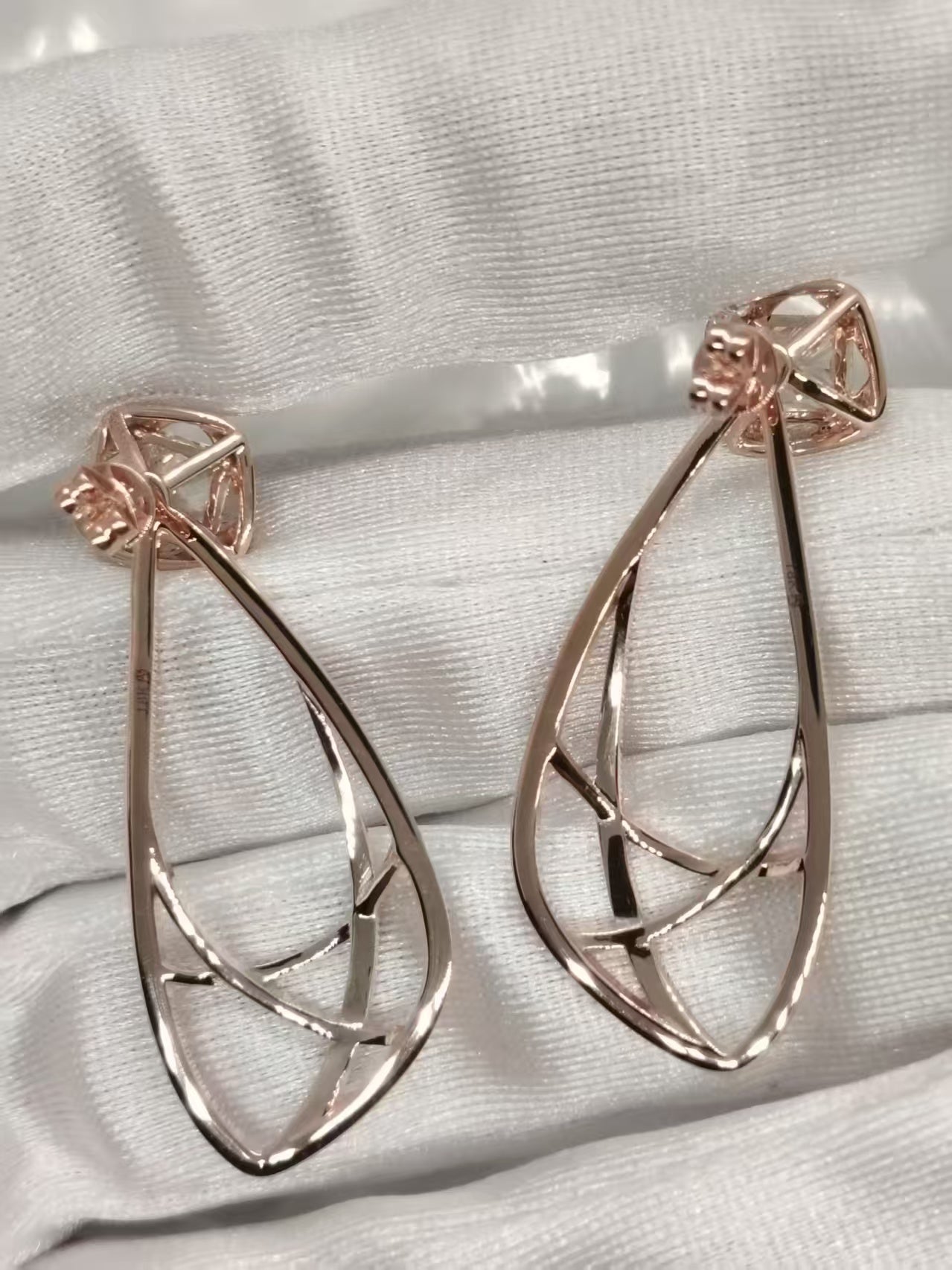 Trang's Custom Earring Design with 2 Square Radiant Diamonds Pt.2