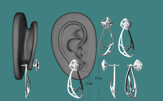 Trang's Custom Earring Design with 2 Square Radiant Diamonds Pt.2