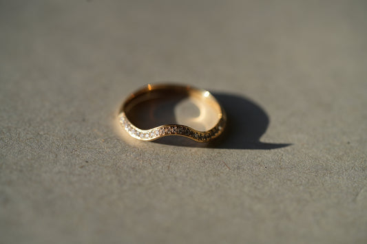 Knife Edge Zen Wedding Band with Pavé (Ready to Ship)