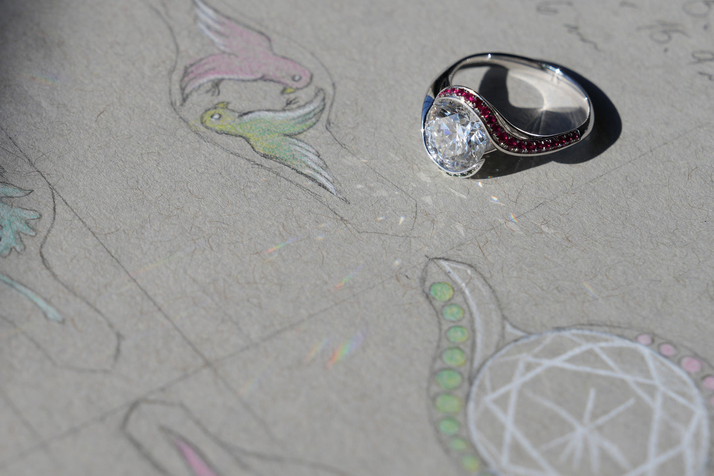 Maha and Kevin’s Lovebird Embrace Ring