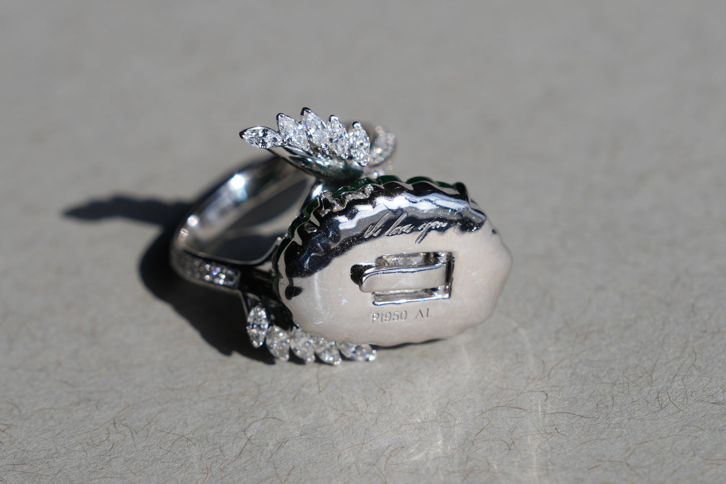 Evy’s Carved Imperial Jade Lotus Ring and Pendant