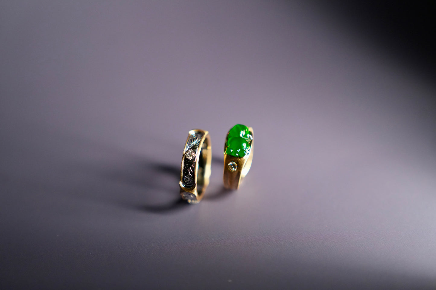 Nelson's Hand-Engraved Two-Toned Triple Diamond Band