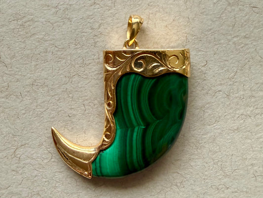 Malachite Tiger Claw Pendant